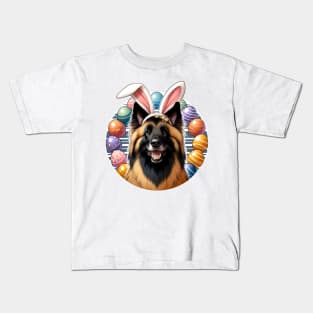 Belgian Tervuren Enjoys Easter Festivities in Bunny Ears Kids T-Shirt